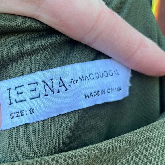 NWT Mac Duggal One Sleeve Beaded Cuff Side Twist Gown Olive 8 55696 - Picture 9 of 10